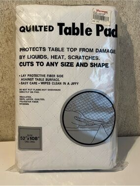 Quilted Table Pad Waterproof Insulated Cut to Fit Oblong 52x80